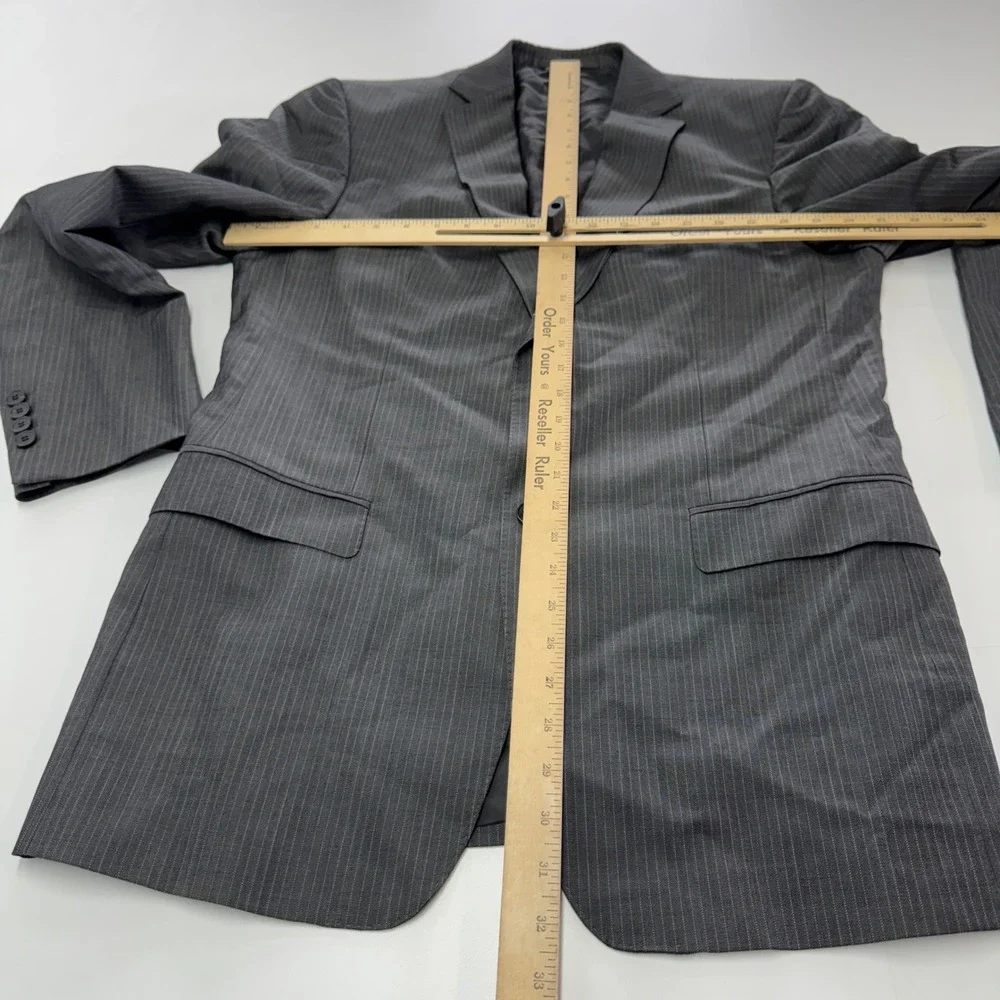 Z Zegna Blazer Mens 50L Gray Pinstripe City Wool Mohair Two Button‎ Professional